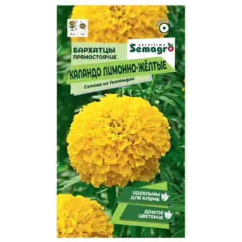 Семена цветов бархатцы Каландо лимонно-желтый