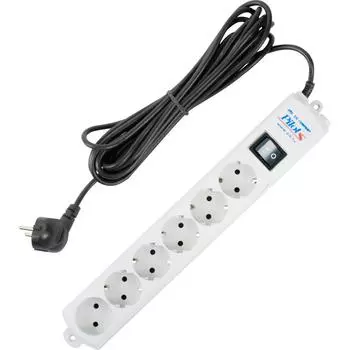 Сетевой фильтр Pilot S 6 розеток с заземлением 1 розетка без заземления 5 м 2200 Вт цвет серый