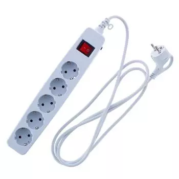 Сетевой фильтр Эра SF 5 розеток с заземлением 3x0.75 мм 1.8 м 2200 Вт цвет белый