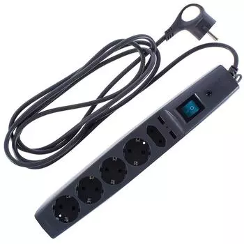 Сетевой фильтр Эра SFU 5 розеток с заземлением 3x0.75 мм 2 USB 2200 Вт 3 м цвет черный