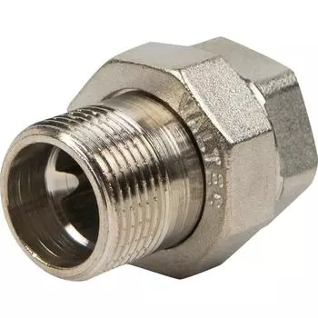 Сгон прямой Valtec, американка, внутренняя-наружная резьба, 3/4", никелированная латунь