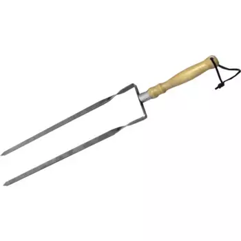 Шампур двойной 65 см, с деревянной ручкой