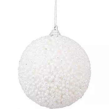 Шар ёлочный 10 см цвет белый