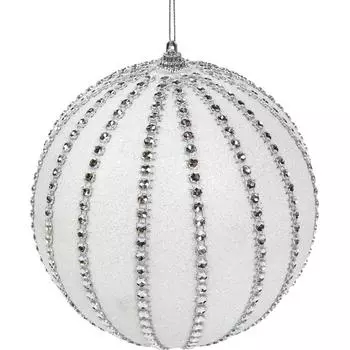 Шар ёлочный, 15 см, пластик, цвет белый