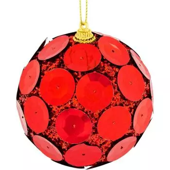 Шар ёлочный, 7.8 см, пластик, цвет красный