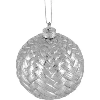 Шар ёлочный, 7.8 см, пластик, цвет серебристый