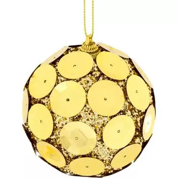 Шар ёлочный, 7.8 см, пластик, цвет золото