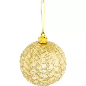 Шар ёлочный, 7.8 см, пластик, цвет золотой