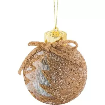 Шар ёлочный 7,8 см пластик коричневый