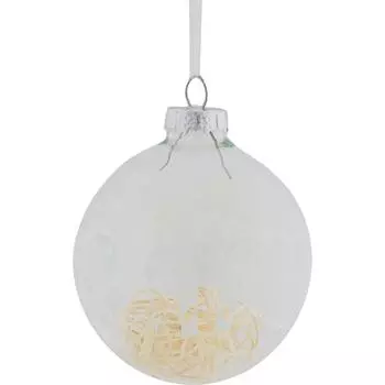 Шар ёлочный 8 см цвет белый, стекло