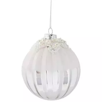 Шар ёлочный, 8 см, стекло, цвет серебристый