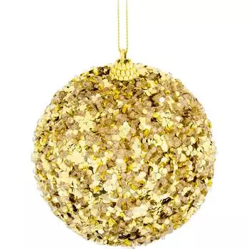 Шар ёлочный, 9.8 см, пластик, цвет золото