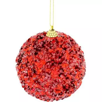 Шар ёлочный 9,8 см пластик красный