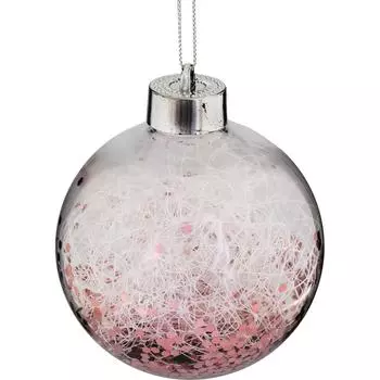 Шар ёлочный 9,8 см пластик розовый