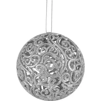 Шар ёлочный «Ажурный», 10 см, пластик, цвет белый матовый