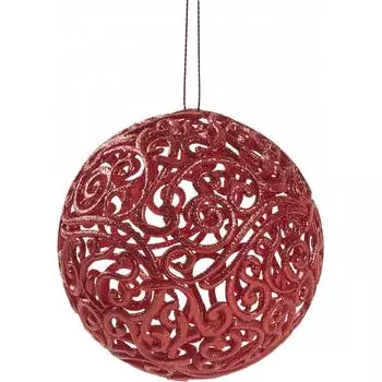 Шар ёлочный «Ажурный», 10 см, пластик, цвет красный матовый