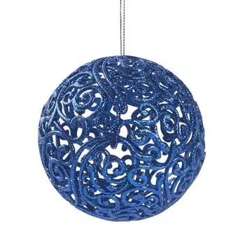 Шар ёлочный «Ажурный», 10 см, пластик, цвет синий