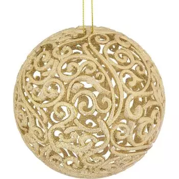 Шар ёлочный «Ажурный», 10 см, пластик, цвет золото