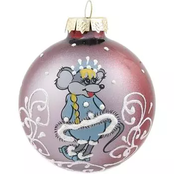 Шар ёлочный «Мышка-Снегурочка», 6.5 см, стекло
