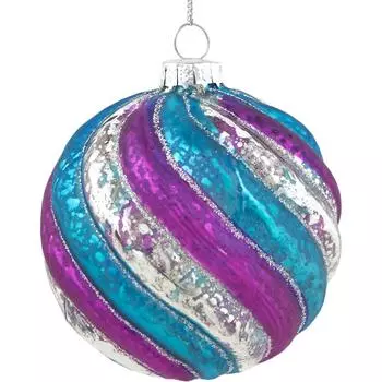 Шар ёлочный Спирали 8 см, цвет разноцветный, стекло
