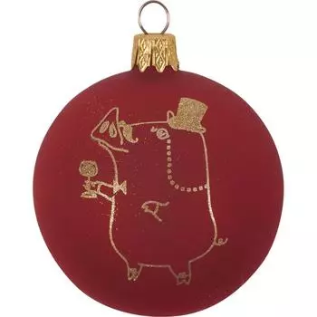 Шар ёлочный «Свинка», 6.5 см, цвет красный
