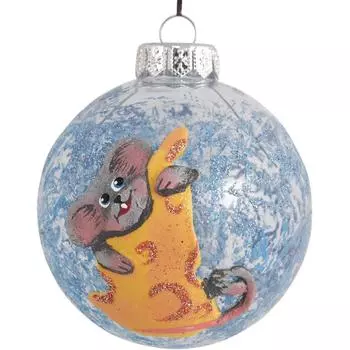 Шар ёлочный Сырная душа 8 см, стекло, цвет голубой