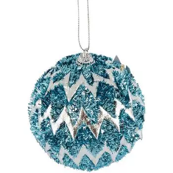 Шар ёлочный Winter с мишурой ø 7.8 см пена голубой
