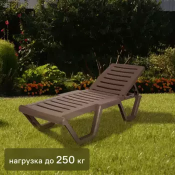 Шезлонг Атлант 184x62x33 см пластик цвет мокко