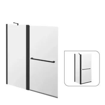 Ширма на ванну Sensea Remix поворотная 105x140 см прозрачное стекло профиль черный