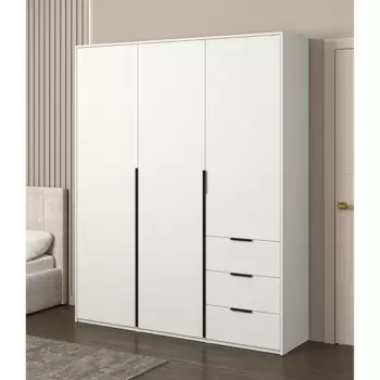 Шкаф распашной Бергамо с 3 дверями 180x220x46.6 см ЛДСП цвет белый