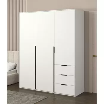 Шкаф распашной Бергамо с 3 дверями 180x220x60 см ЛДСП цвет белый