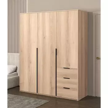 Шкаф распашной Бергамо с 3 дверями 180x220x60 см ЛДСП цвет дуб комано