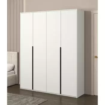 Шкаф распашной Бергамо с 4 дверями 180x220x46.6 см ЛДСП цвет белый