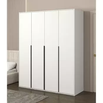 Шкаф распашной Бергамо с 4 дверями 180x220x60 см ЛДСП цвет белый