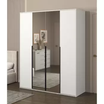 Шкаф распашной Бергамо с 4 дверями 180x220x60 см ЛДСП цвет белый