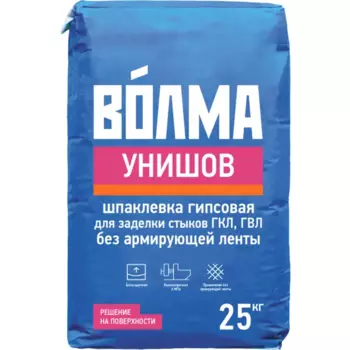 Шпаклевка гипсовая для заделки швов и стыков Волма Унишов 25 кг