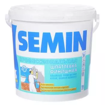Шпатлевка финишная для влажных помещений Semin 15 кг