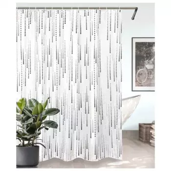 Штора для ванной Bath Plus Charme Red Mizzle II 180x200 см полиэстер цвет белый с черным и золотым