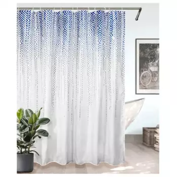 Штора для ванной Bath Plus Charme Red Trace 180x200 см полиэстер цвет бело-голубой