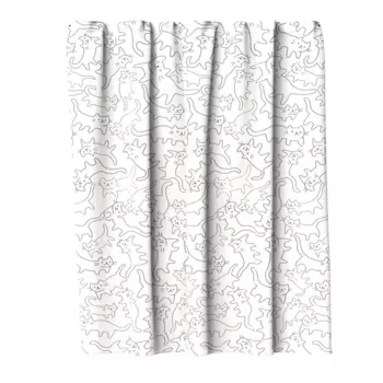 Штора для ванной с кольцами Lemer Fly Cats 180x200 см полиэстер цвет бело-черный