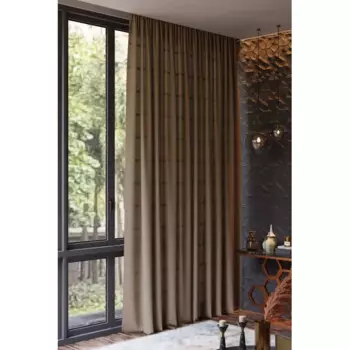 Штора на ленте 140x260 см цвет бежевый