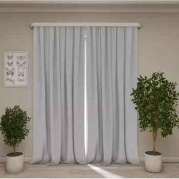 Штора на ленте Атлас 150x260 см цвет серый 2 шт