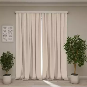 Штора на ленте Атлас 150x260 см цвет кремовый 2 шт