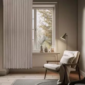 Штора на ленте димаут Полоса 200x280 см цвет бежевый