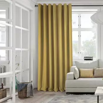 Штора на ленте для кухни Аликанте 160x260 см цвет желтый