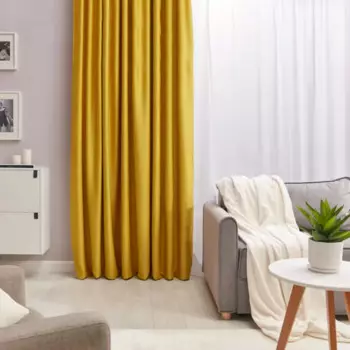 Штора на ленте Flame 250x300 см цвет желтый