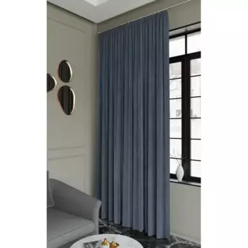 Штора на ленте Камелия 200x280 см цвет серо-синий
