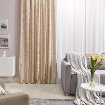 Штора на ленте Лайт 200x310 см цвет бежевый