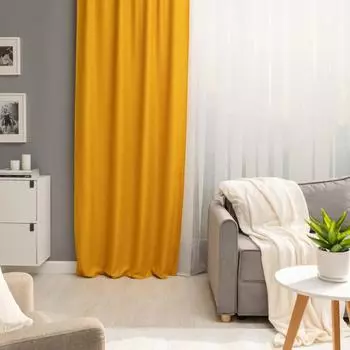 Штора на ленте Inspire Lidia Solemio 140x280 см полиэстер однотонный цвет жёлтый