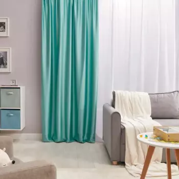 Штора на ленте Лотос 160x260 см цвет бирюзовый